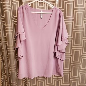 Flowy, flounce sleeved blouse